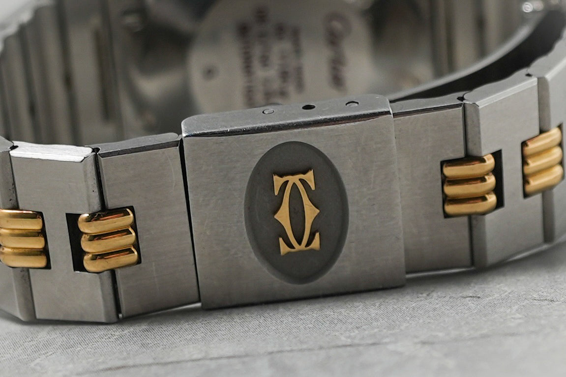 Cartier Octagon Two Tone Yellow Gold Automatic Roman 30mm 2966