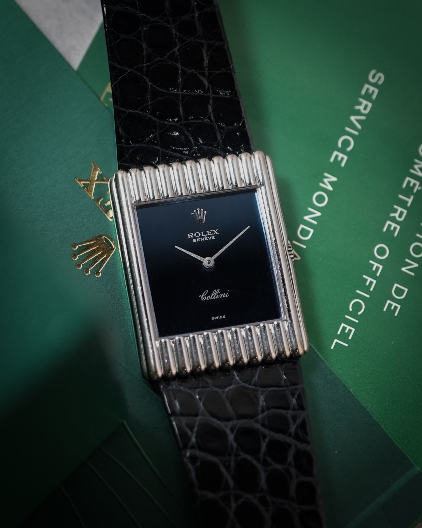 Rolex Cellini in 18K Solid White Gold “ Mirror Black “ Dial 4016