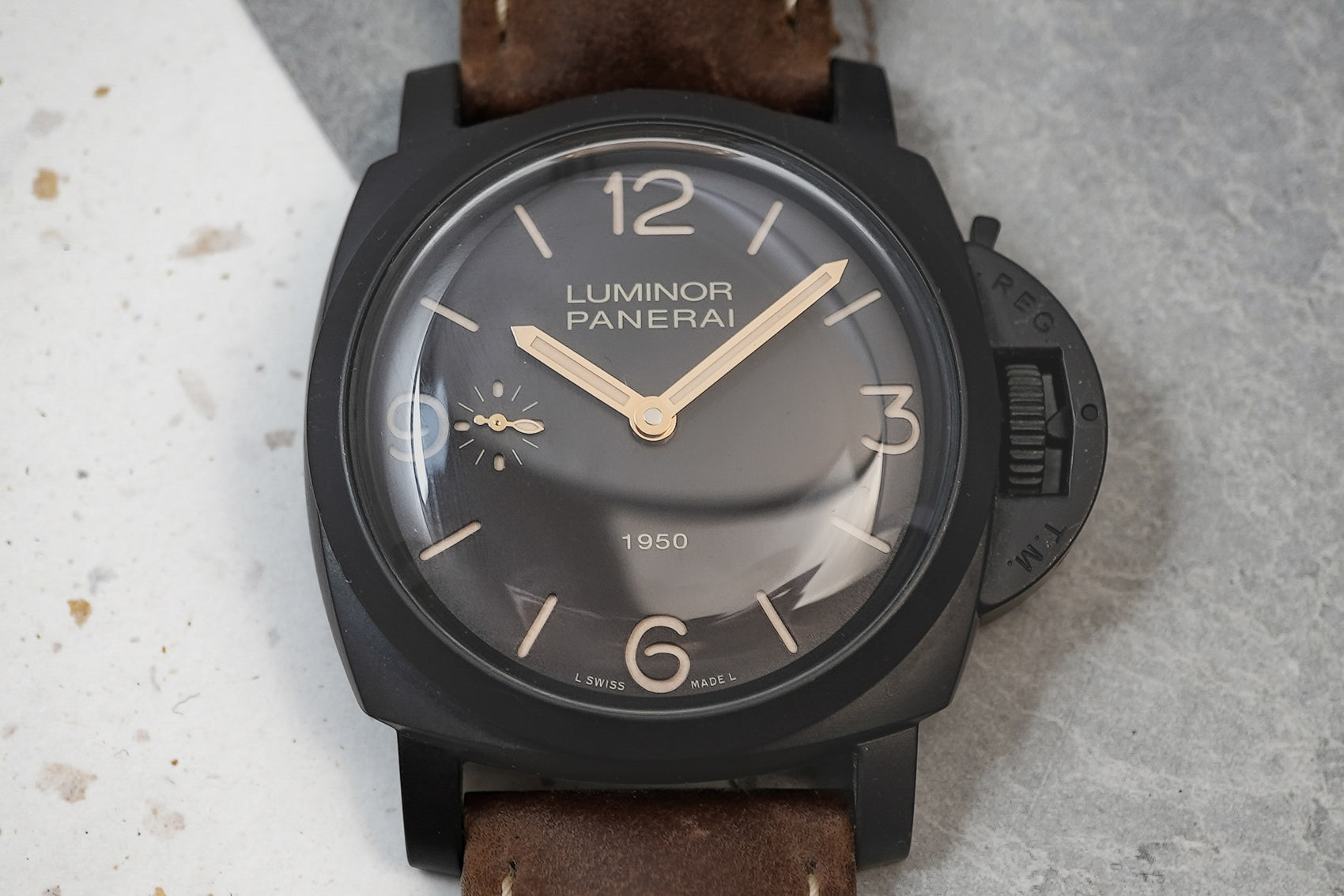 Panerai Luminor 1950 3 Days Power Reserve Manual Winding 47mm Ceramic Limited Edition 2000 Pieces PAM00375 PAM375 PAM 00375 375