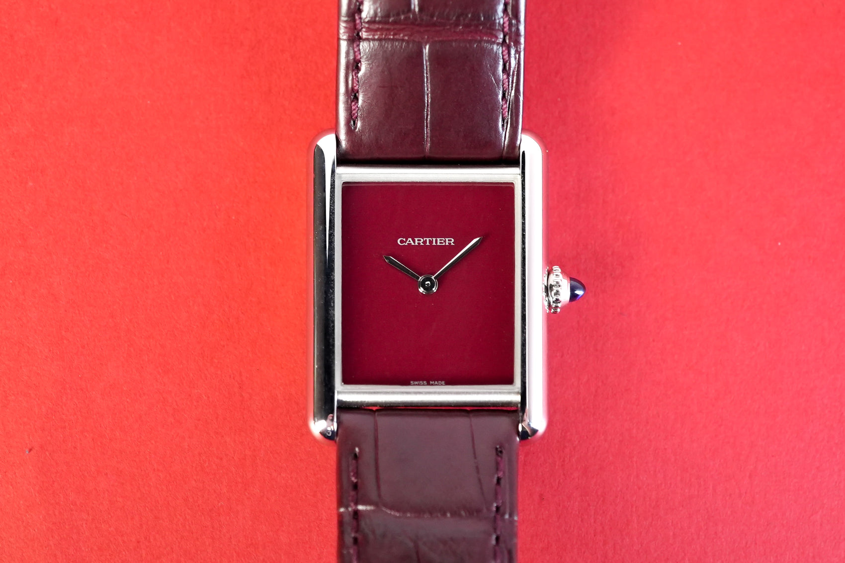 Cartier Tank Must De Burgundy Red Quartz Boutique Edition WSTA0054