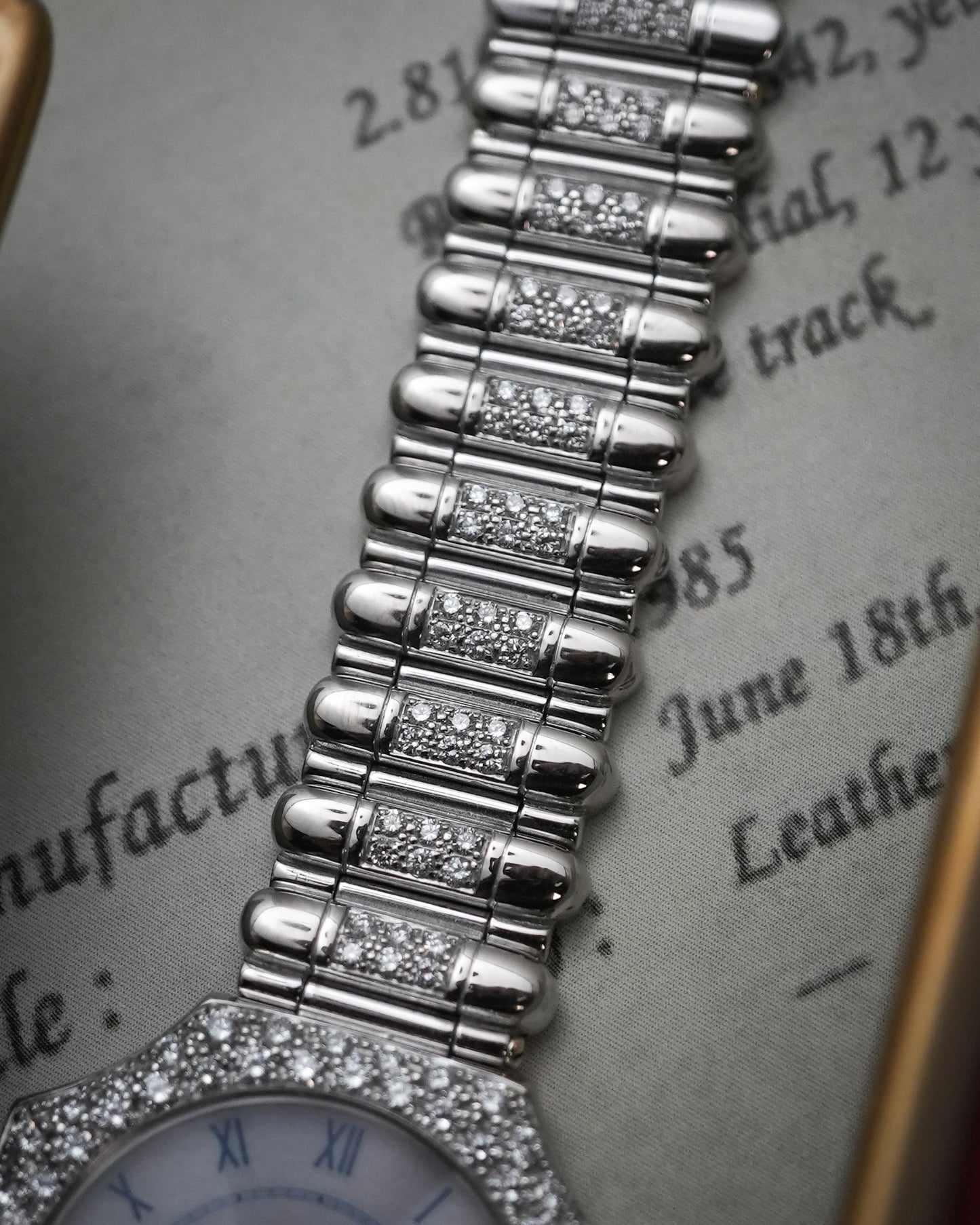 Gerald Genta in 18K Solid White Gold Factory Diamond MOP Mother of Pearl 3042.7