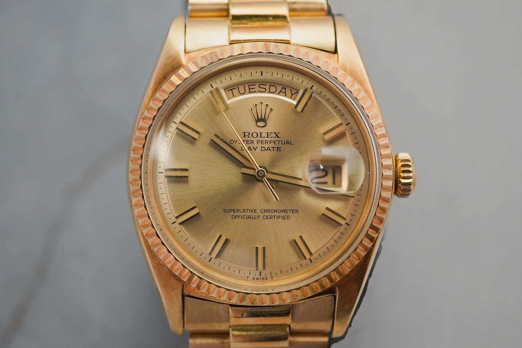 Rolex Day Date in 18K Yellow Gold 36mm 36 Rare Wide Boy Dial 1803