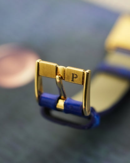 Piaget Protocol Lapis with Factory Diamonds Quartz in 18k Solid Yellow Gold