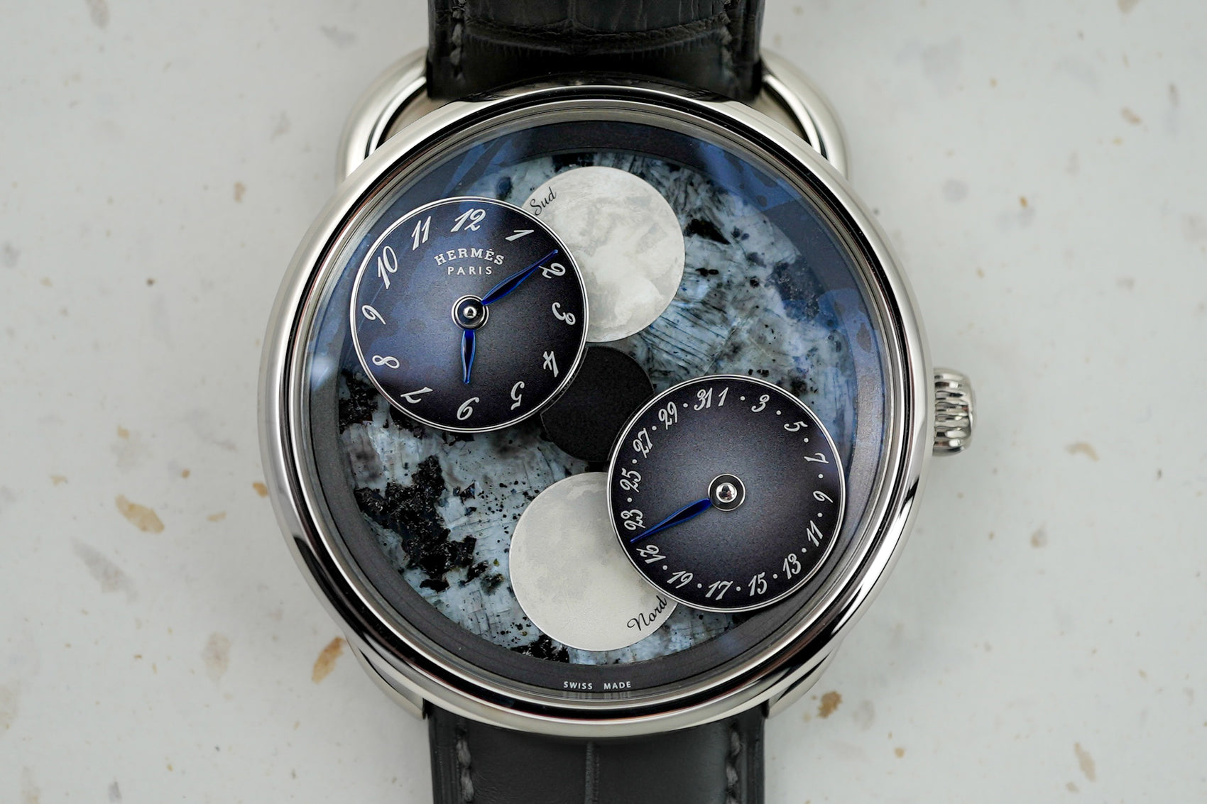 Hermes Arceau Lune Moon in 18K Solid White Gold 43mm ar1.890f