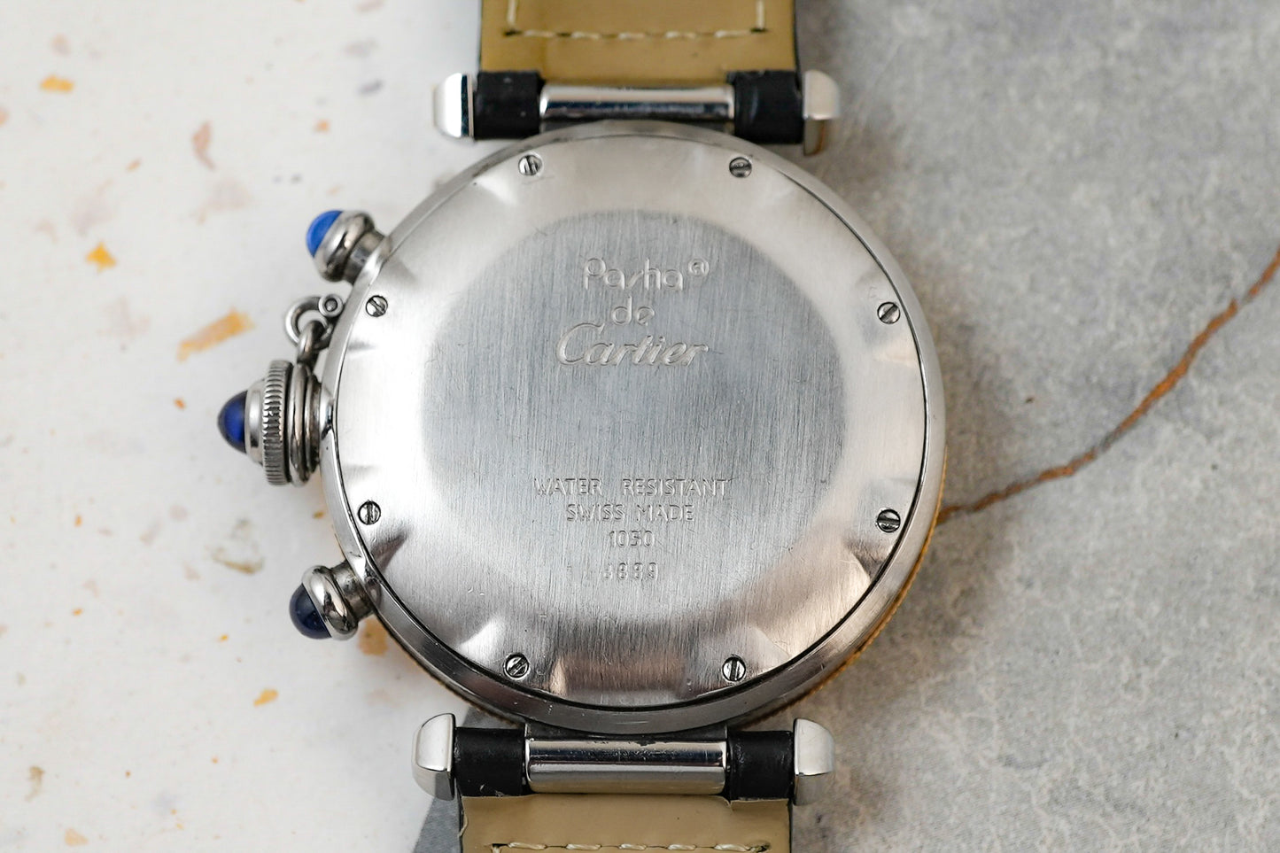 Cartier Pasha De Chronograph Two Tone 18K Solid Yellow Gold Bezel Quartz 38mm 1050 1032