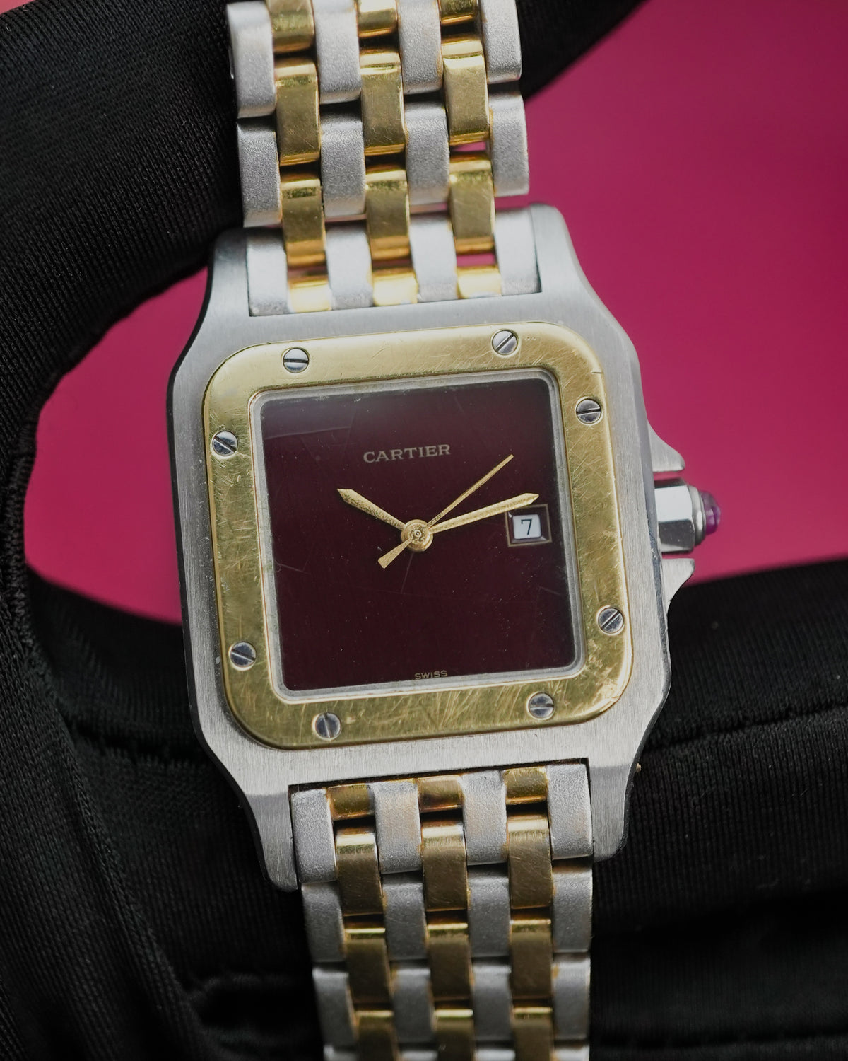 Cartier Santos Carree Burgundy Spider Automatic 2961