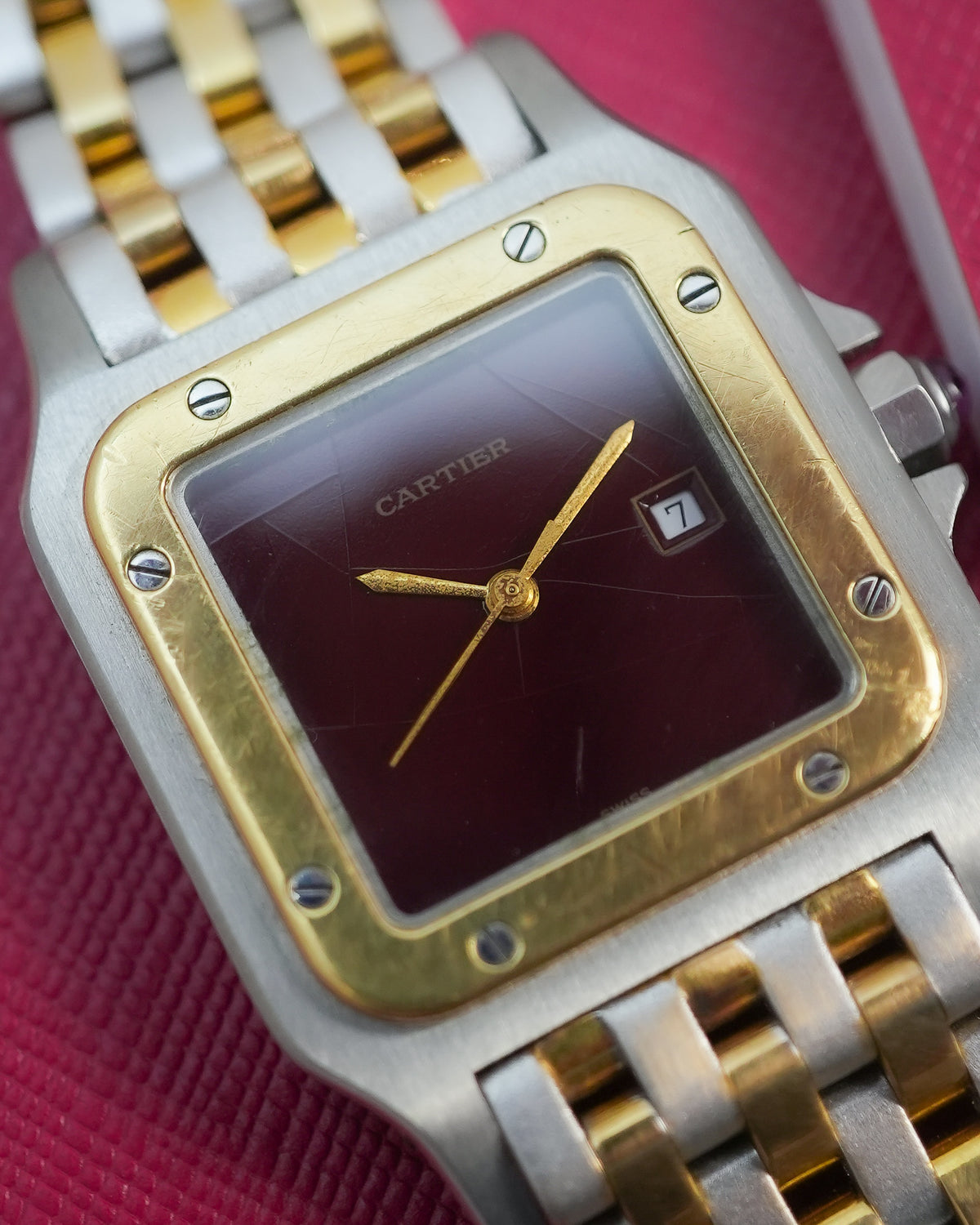 Cartier Santos Carree Burgundy Spider Automatic 2961