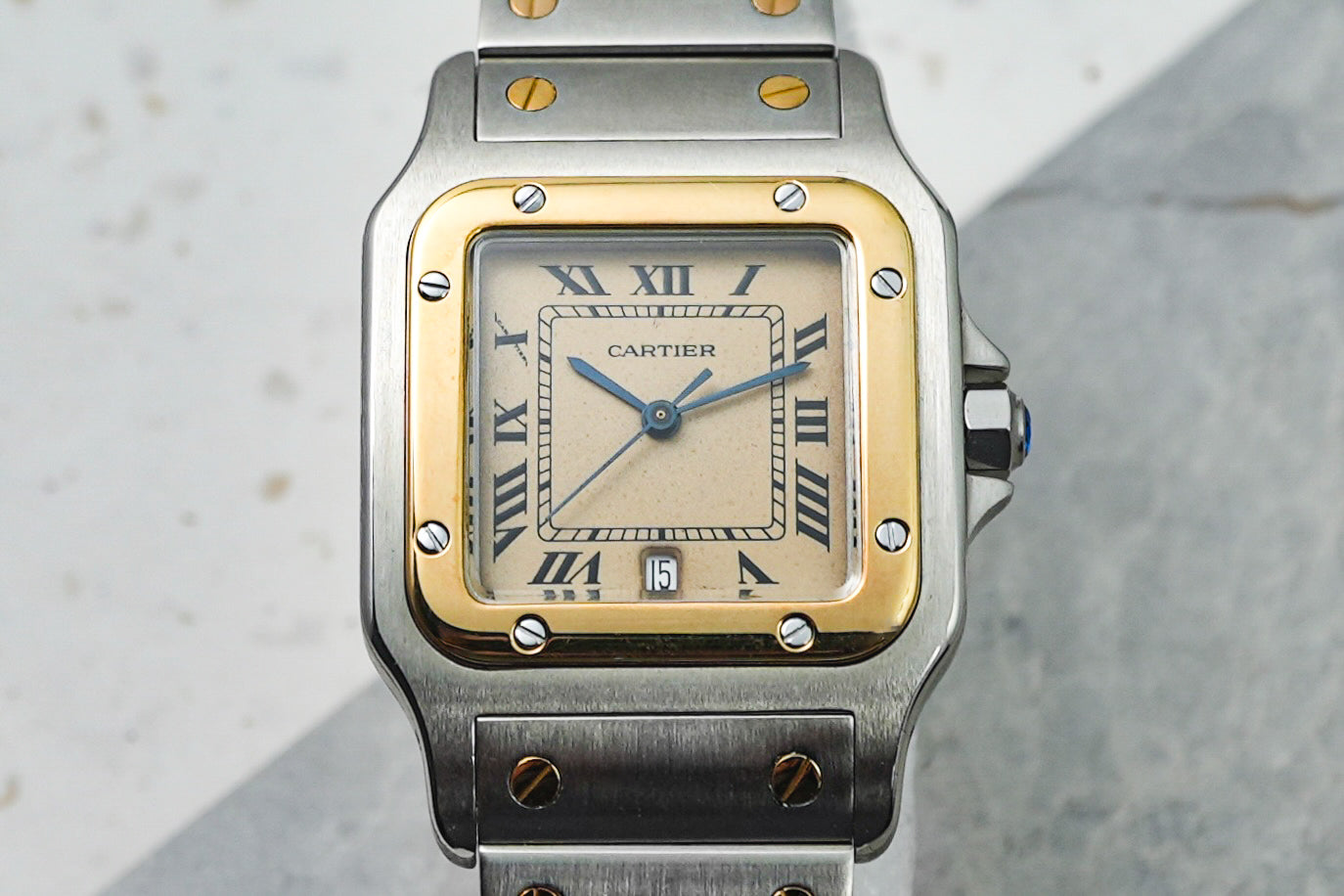 Cartier Santos Galbee LM Two Tone Rare Patina Dial Quartz W20011C4 187901