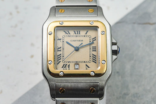 Cartier Santos Galbee LM Two Tone Rare Patina Dial Quartz W20011C4 187901