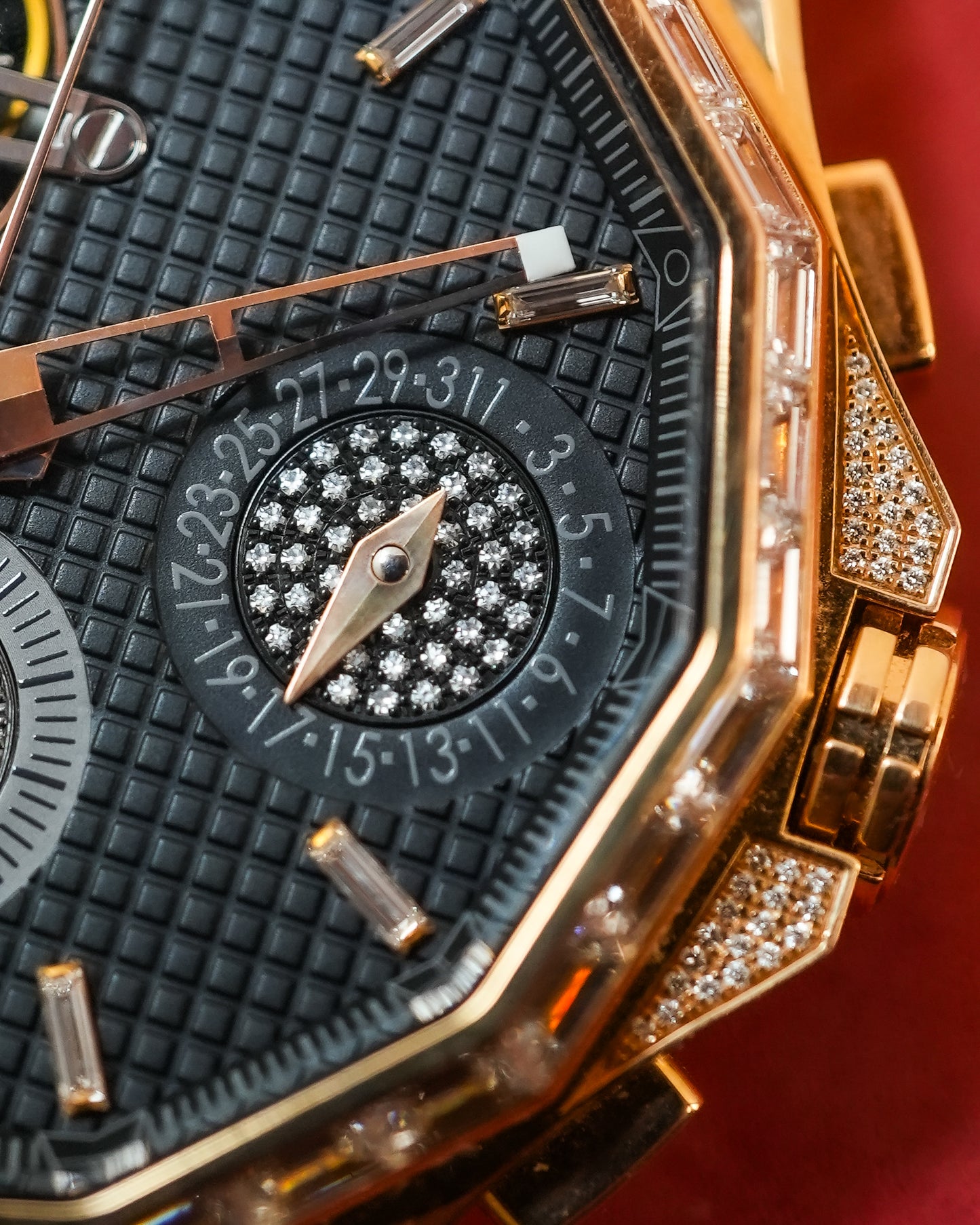 Corum Admiral’s Cup Seafender Tourbillon Chronograph Baguette Factory Diamonds  in 18K Solid Red Gold