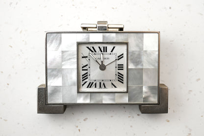 Cartier Desk Alarm Clock Mother of Pearl MOP Quartz 2749