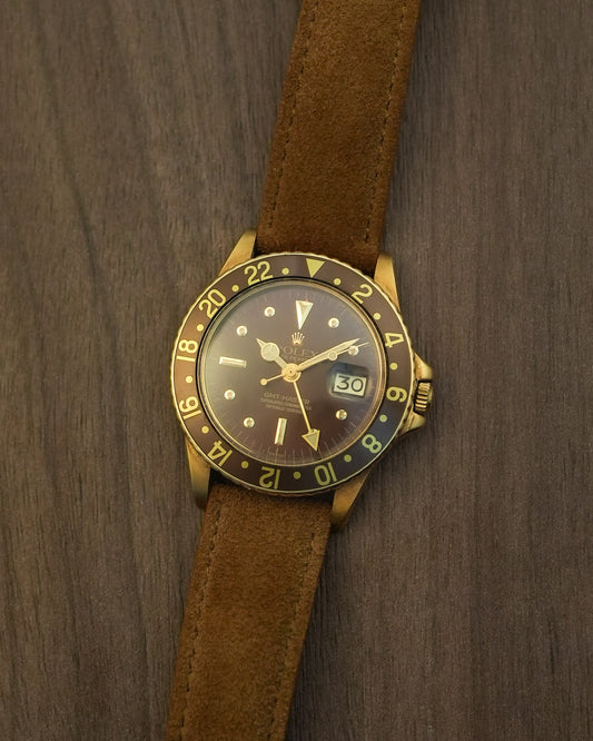 Rolex GMT Master Rootbeer in 18k Solid Yellow Gold Watch Head 1675