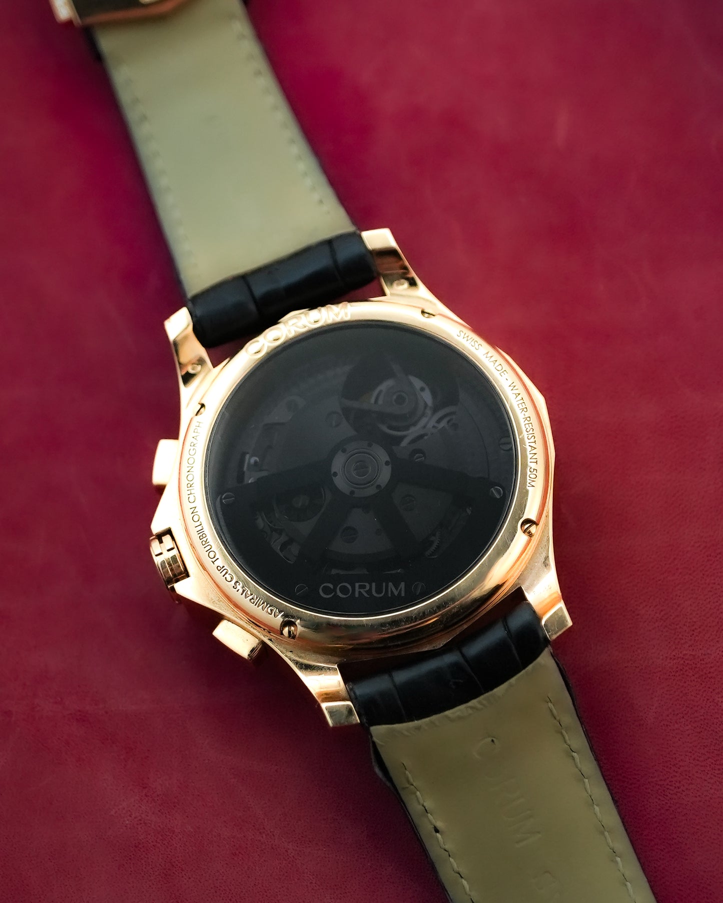 Corum Admiral’s Cup Seafender Tourbillon Chronograph Baguette Factory Diamonds  in 18K Solid Red Gold