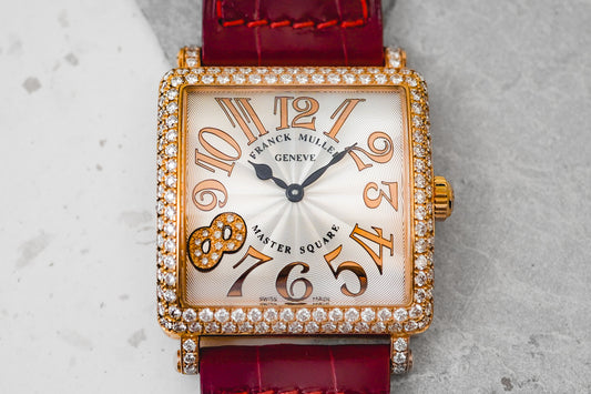 Franck Muller Master Square Ladies Factory Diamonds in 18K Solid Rose Gold 6002 L QZ Rel Relief