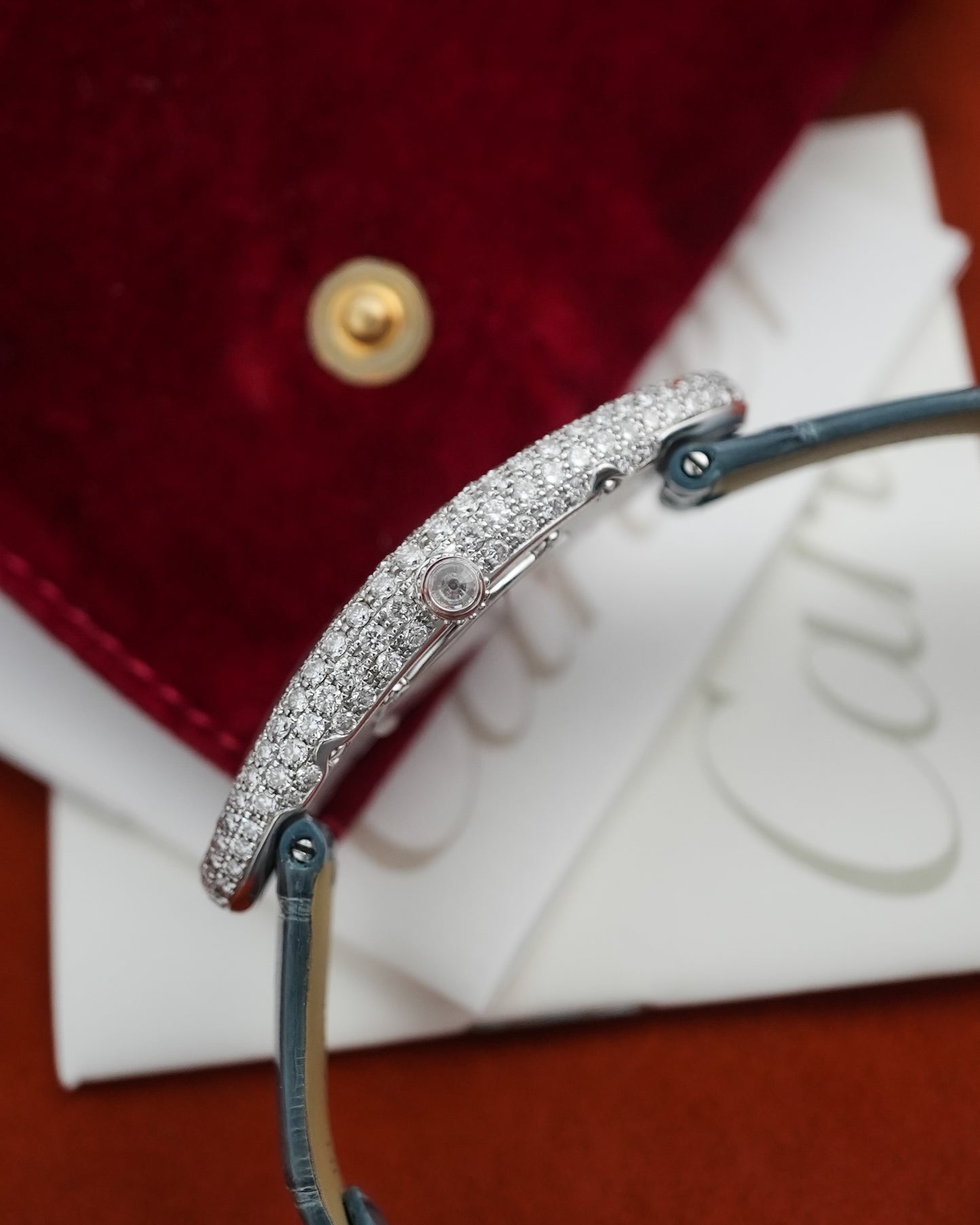 Cartier Baignoire Allongee Factory Diamonds France Dial in 18k Solid White Gold 2514