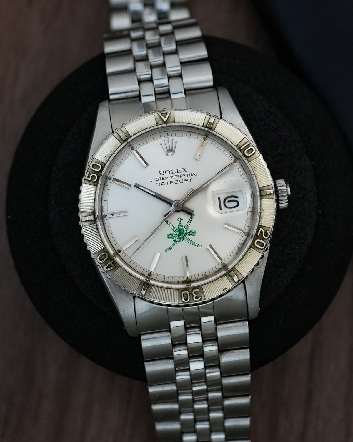 Rolex Datejust Turnograph 36mm Green Khanjar Oman Logo Emblem 1625