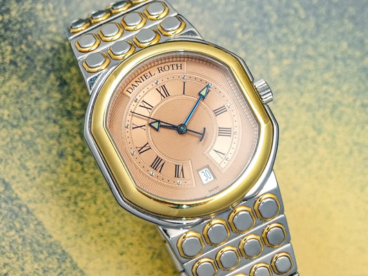 Daniel Roth Le Sentier Salmon Two Tone Steel and 18K Yellow Gold 35mm Automatic 7622