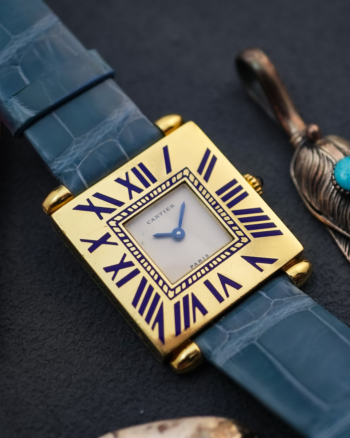Cartier Tank Obus Art Deco Quadrant Enamel 25mm Quartz in 18k Solid Yellow Gold W852