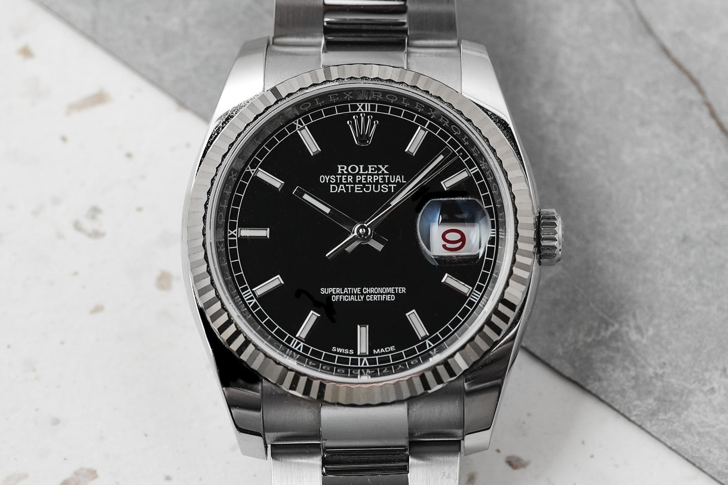 Rolex Datejust 36 with 18K White Gold Bezel Roulette Date 36mm 116234