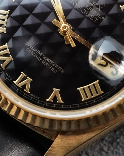 Rolex Oyster Perpetual Datejust Pyramid Dial in 18k Solid Yellow Gold 16018