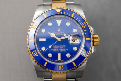 Rolex Submariner Date Bluesy Serti Diamond Matte Dial Blue 116613LB 116613