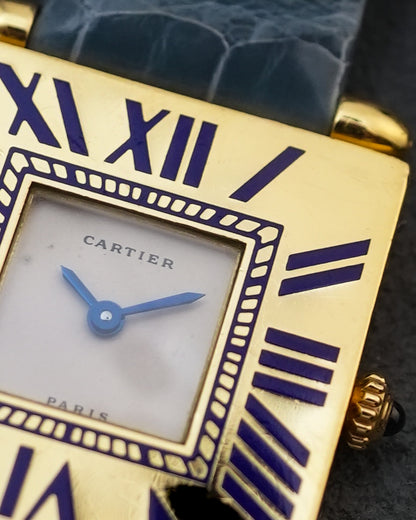 Cartier Tank Obus Art Deco Quadrant Enamel 25mm Quartz in 18k Solid Yellow Gold W852