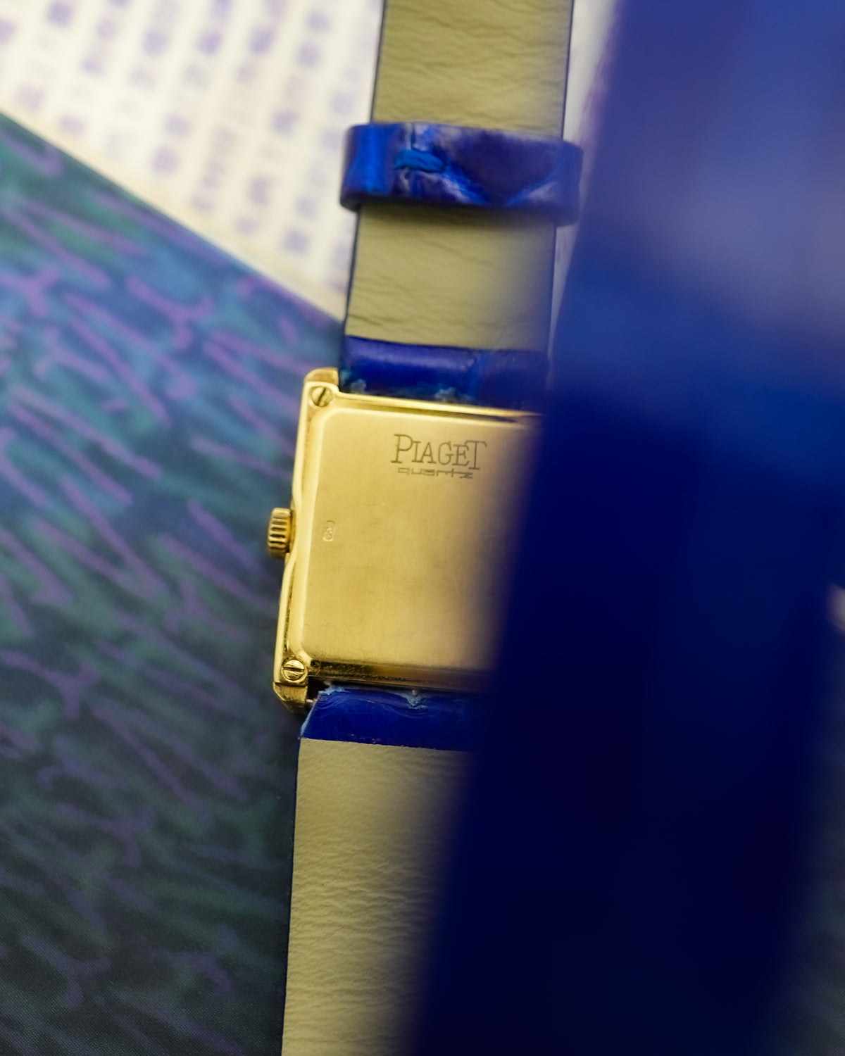 Piaget Protocol Lapis with Factory Diamonds Quartz in 18k Solid Yellow Gold