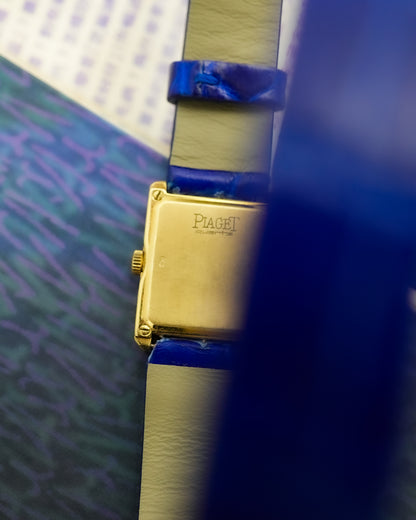 Piaget Protocol Lapis with Factory Diamonds Quartz in 18k Solid Yellow Gold