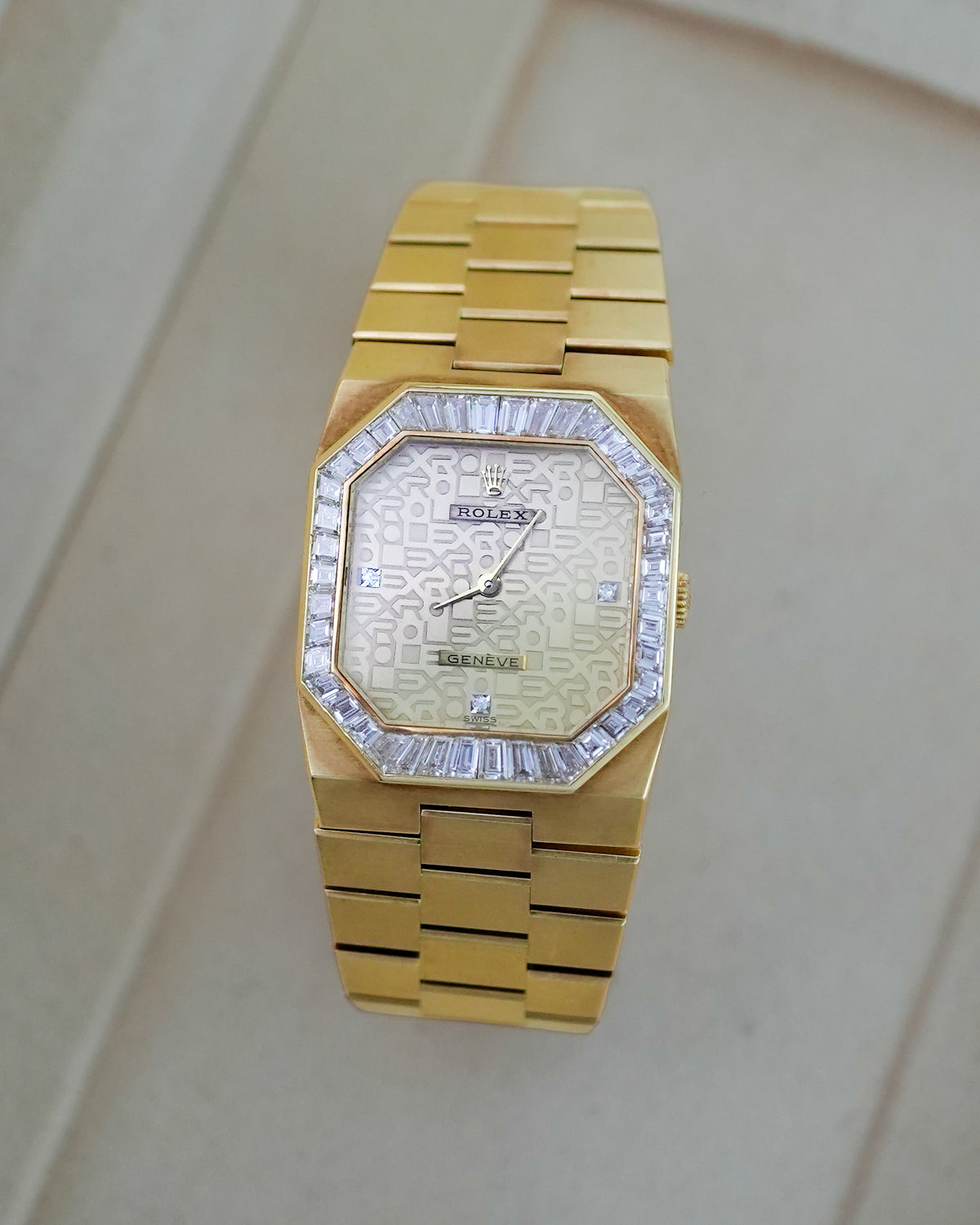 Rolex Cellini Factory Baguette Diamonds in Solid 18K Yellow Gold 5081