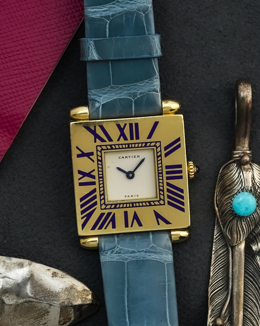 Cartier Tank Obus Art Deco Quadrant Enamel 25mm Quartz in 18k Solid Yellow Gold W852