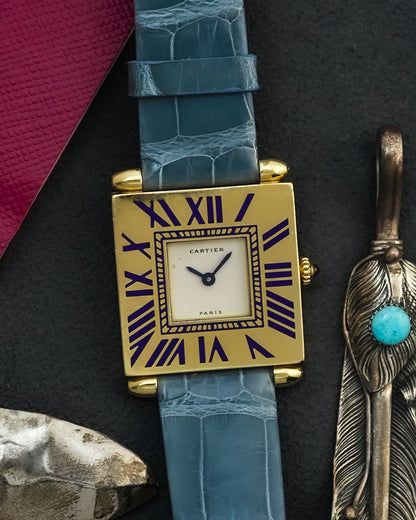 Cartier Tank Obus Art Deco Quadrant Enamel 25mm Quartz in 18k Solid Yellow Gold W852