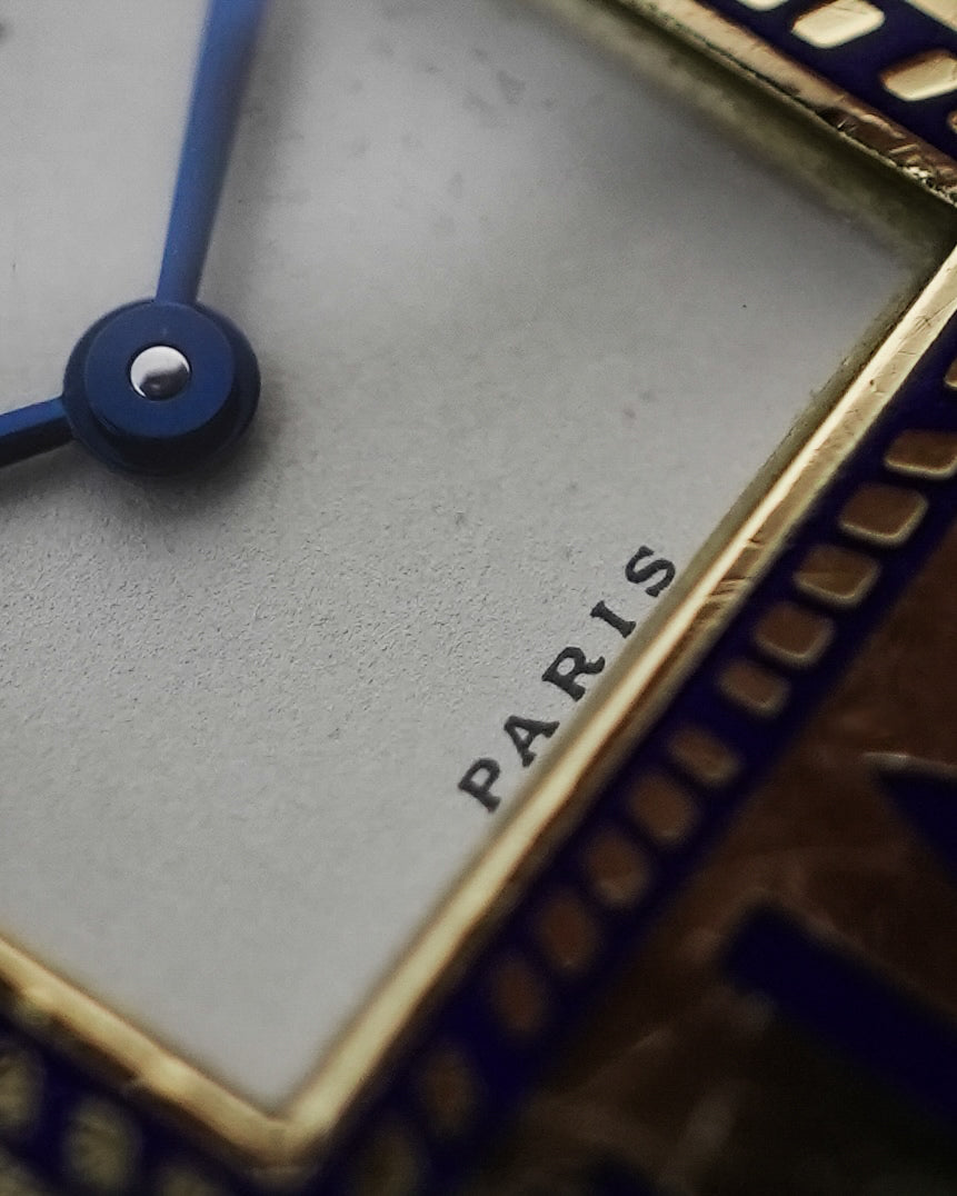Cartier Tank Obus Art Deco Quadrant Enamel 25mm Quartz in 18k Solid Yellow Gold W852