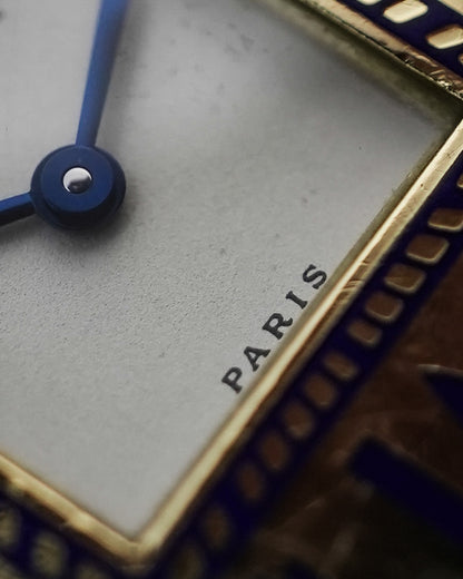 Cartier Tank Obus Art Deco Quadrant Enamel 25mm Quartz in 18k Solid Yellow Gold W852