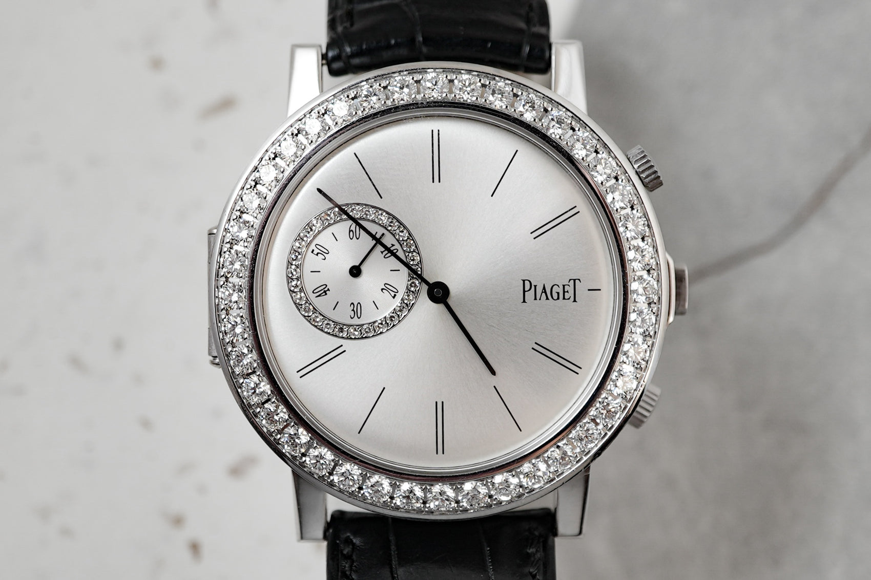 Piaget Altiplano Double Jeu in 18k Solid White Gold with Factory Diamond Bezels 43mm G0A321250