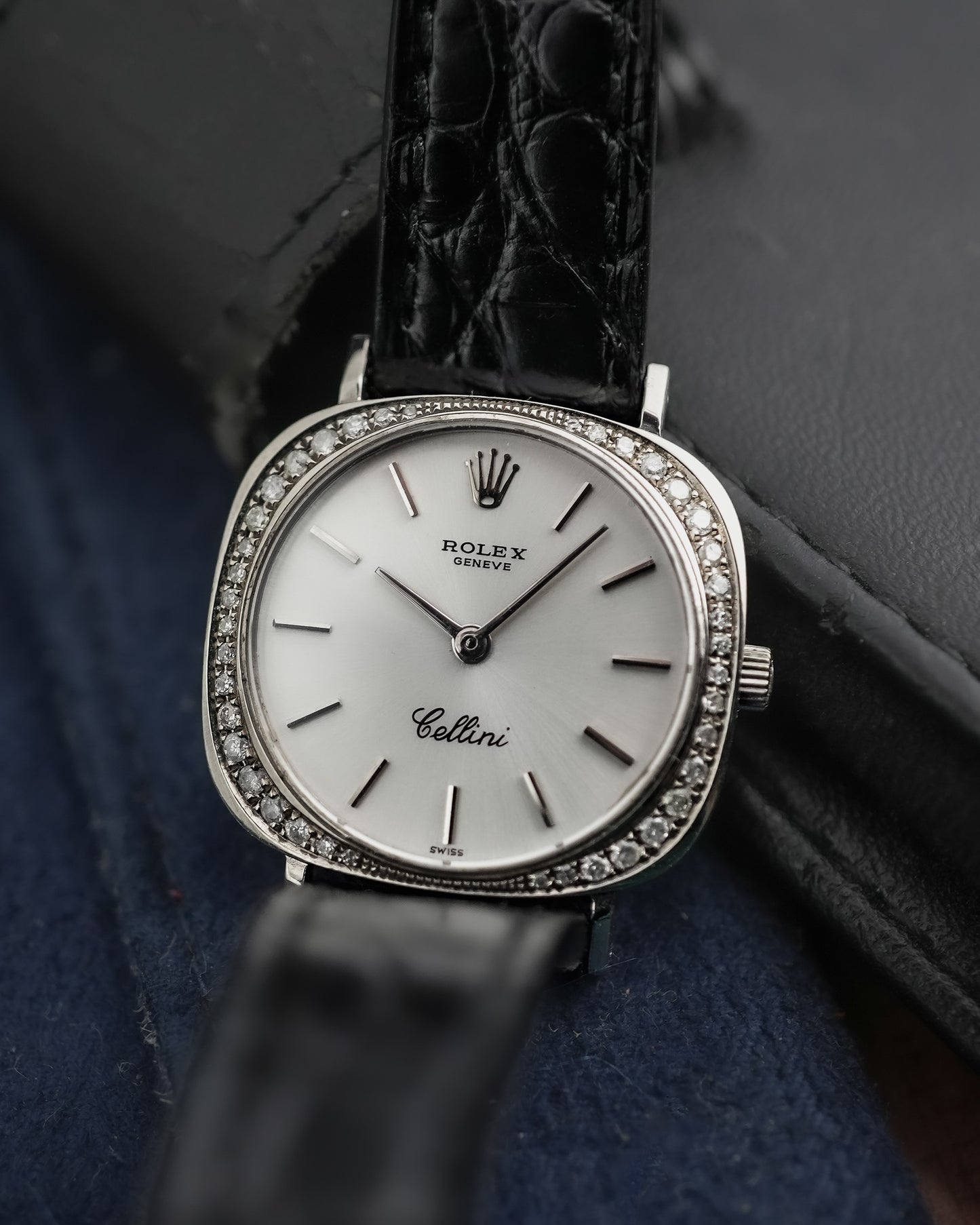 Rolex Cellini Manual Winding Custom Diamonds in 18K Solid White Gold 3652