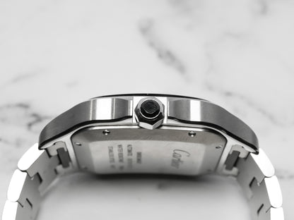 Cartier Santos De LM Large Grey Dial Automatic ADLC Bezel 39.8mm WSSA0037