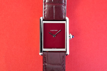 Cartier Tank Must De Burgundy Red Quartz WSTA0054 - Front View