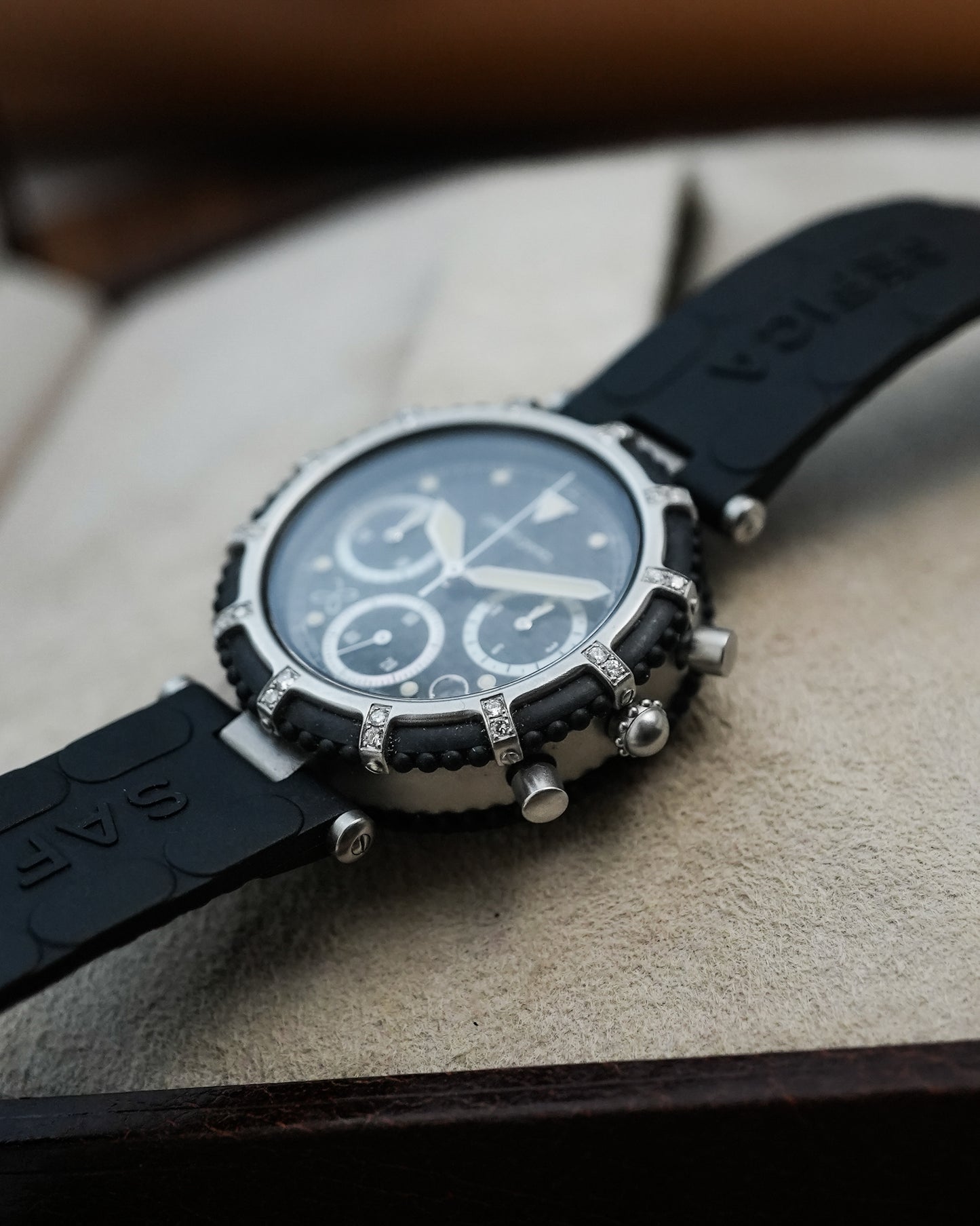 Gerald Genta Gefica Factory Diamonds Titanium Piece Unique