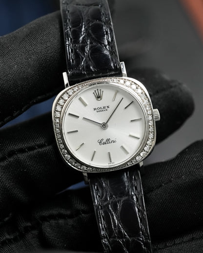 Rolex Cellini Manual Winding Custom Diamonds in 18K Solid White Gold 3652