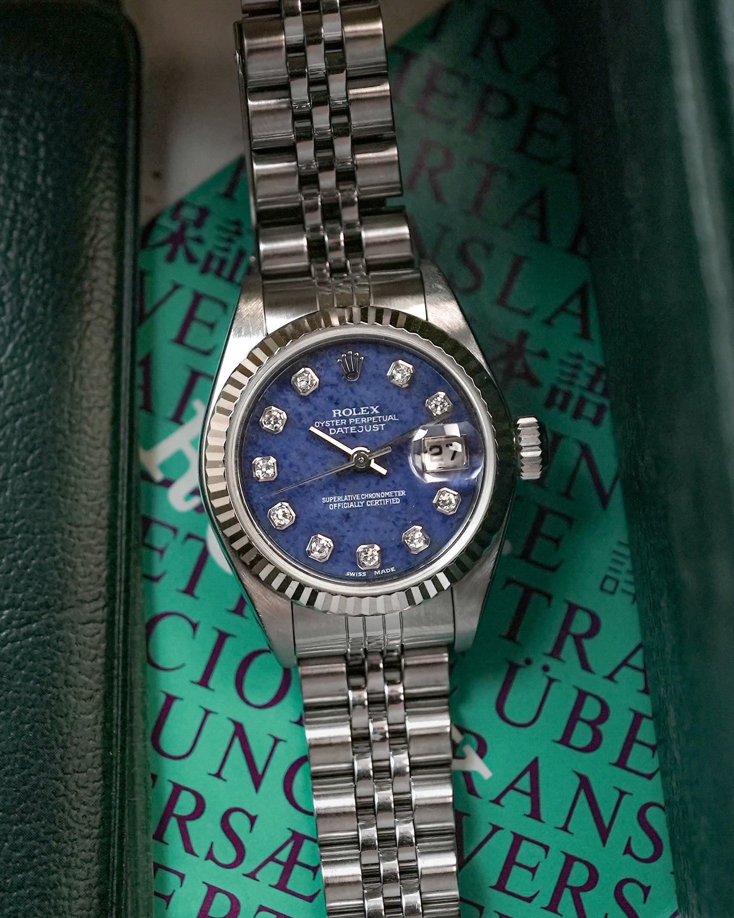 Rolex Datejust Sodalite Lady Ladies Factory Diamonds 26mm 79174