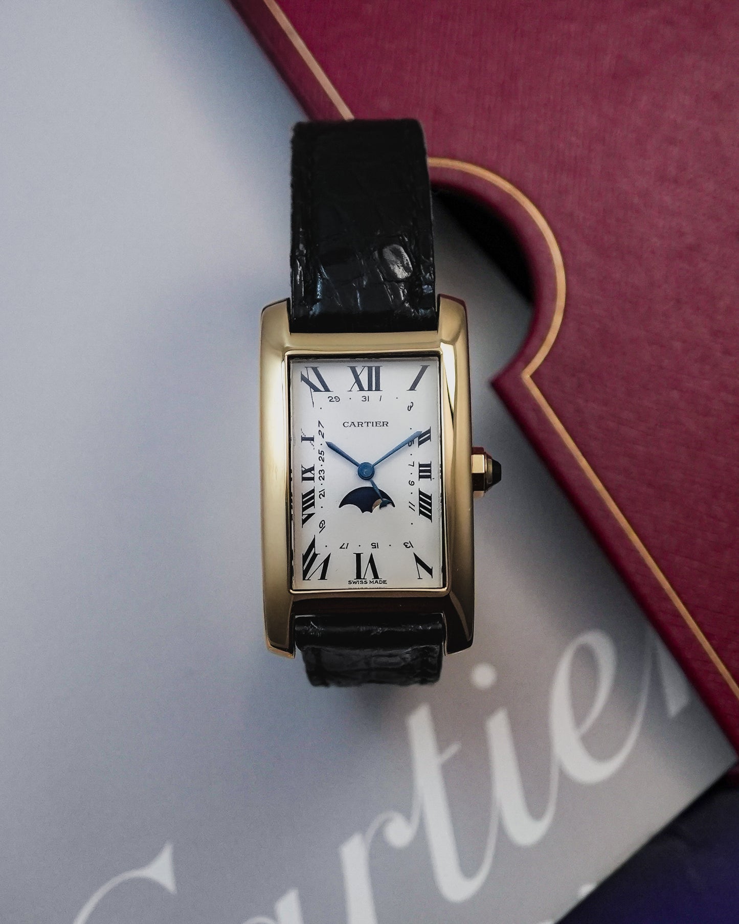 Cartier Tank Americaine Moonphase Date in Solid 18K Yellow Gold 819908