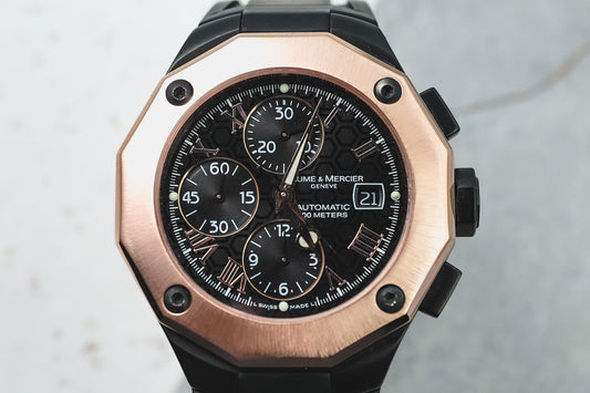 Baume and Mercier Riviera Chronograph in 18K Rose Gold Bezel & 8712