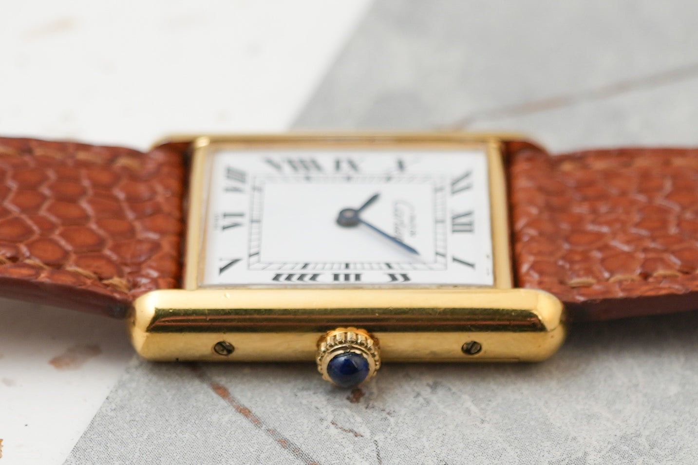 Cartier Tank Vermeil Must De Argent 925 Silver Gold Plated Manual Winding 590005