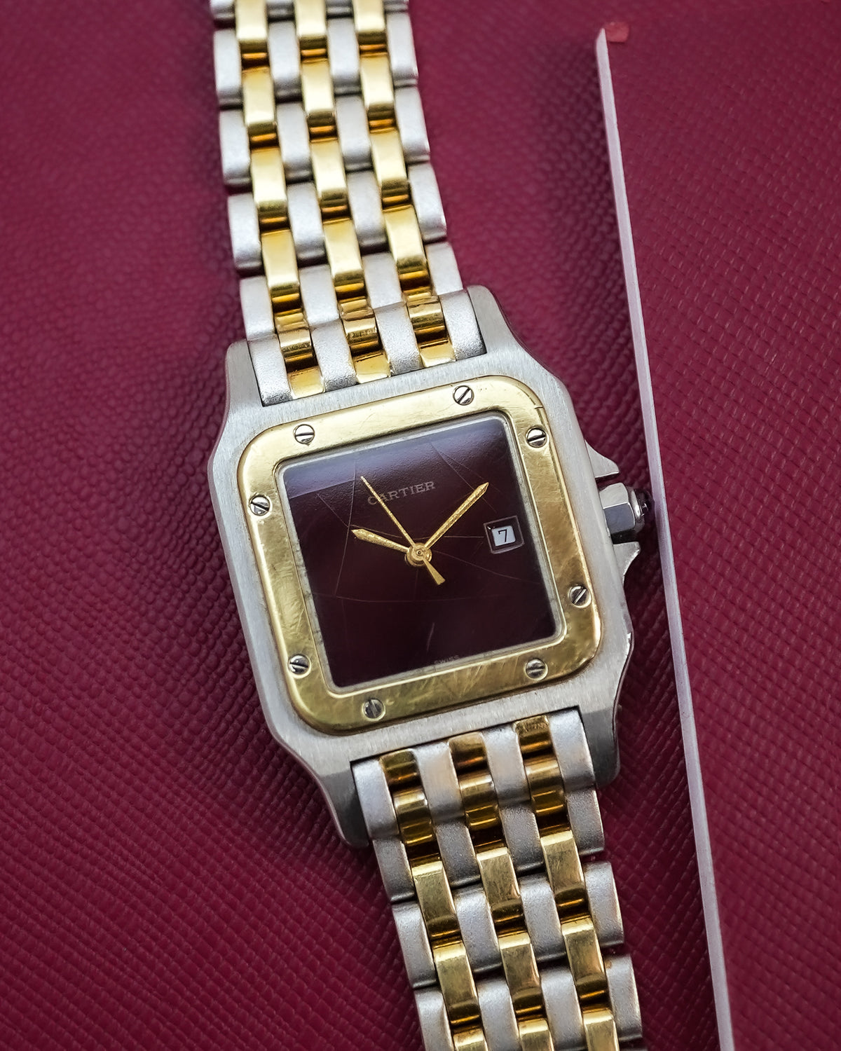 Cartier Santos Carree Burgundy Spider Automatic 2961