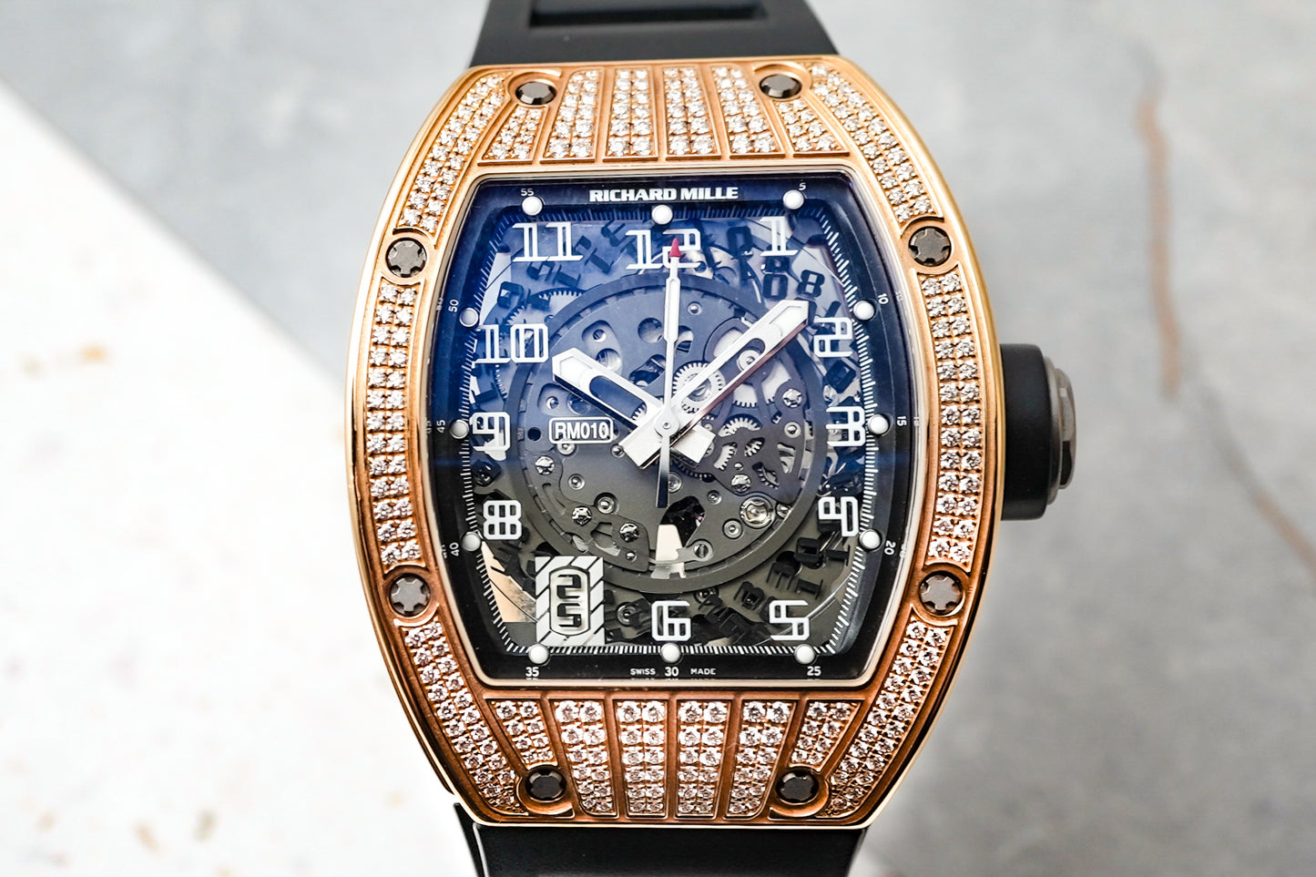 Richard Mille Factory Set Diamonds in 18K Solid Rose Gold RM010 RM10 RM 010 10