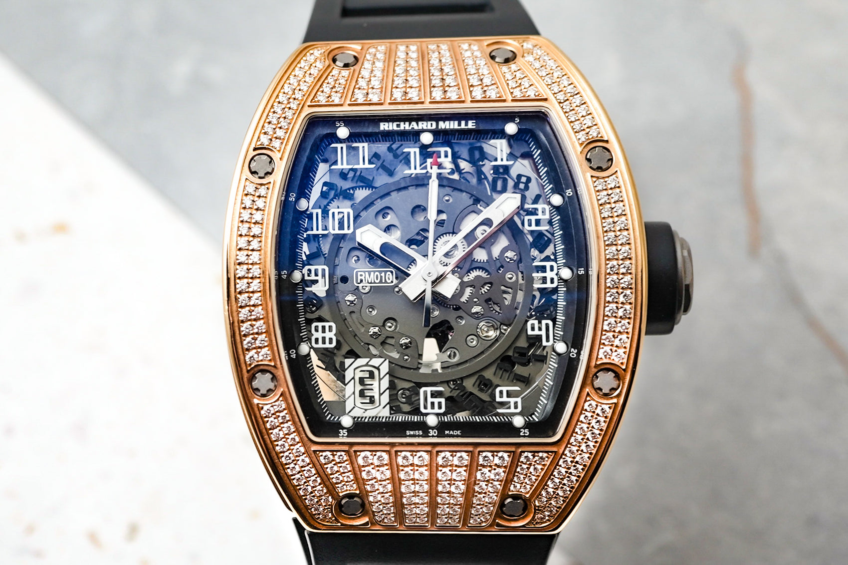Richard Mille Factory Set Diamonds in 18K Solid Rose Gold RM010 RM10 RM 010 10