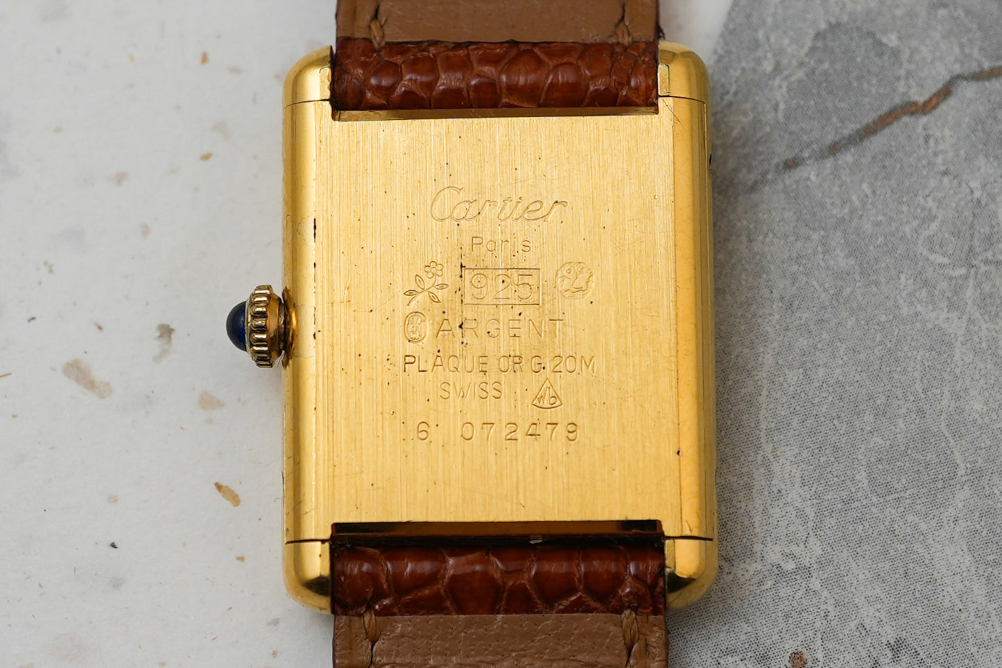 Cartier Tank Vermeil Must De Argent 925 Silver Gold Plated Manual Winding 590005