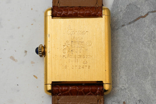 Cartier Tank Vermeil Must De Argent 925 Silver Gold Plated Manual Winding 590005