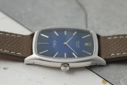 Rolex Cellini Vignette Blue in 18K Solid White Gold Manual Winding 3807