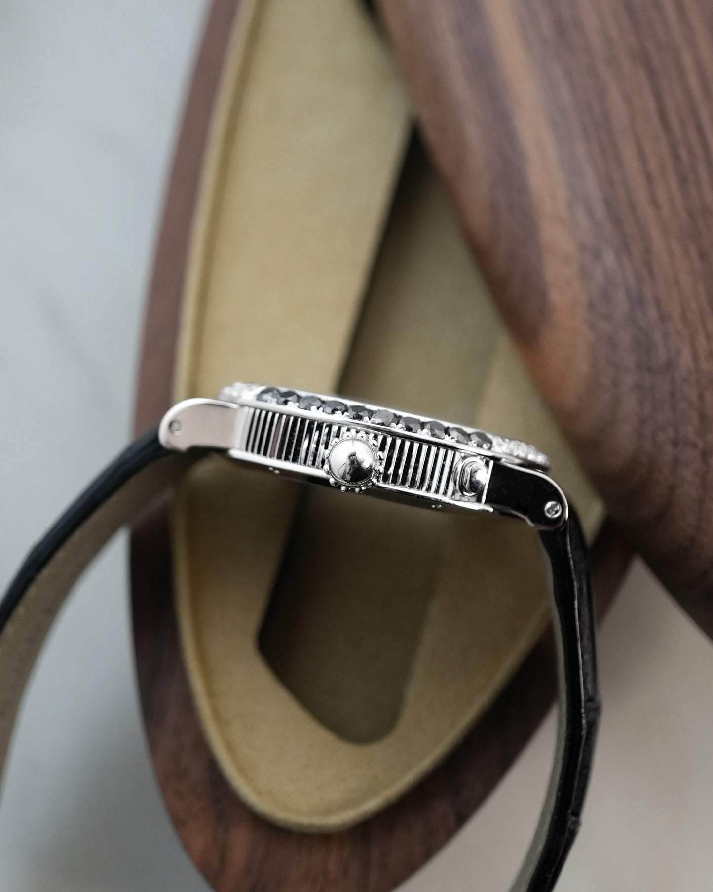 Gerald Genta Backtimer in 18k Solid White Gold with Factory Diamonds G.3806